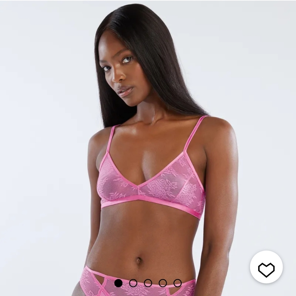 SAVAGE X FENTY Floral Tie Back Pink Lace Bralette